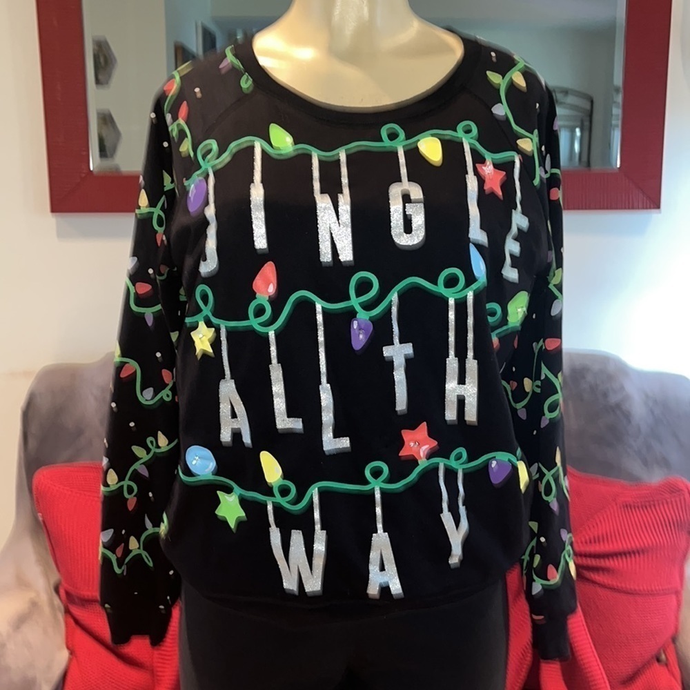 Freeze Jingle All Way Christmas Sweatshirt Led Flashing Light - Picture 3 of 7